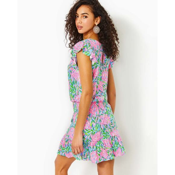 Lilly Pulitzer French Blue Turtely Ravi Short Sleeve Romper Large - Picture 3 of 9